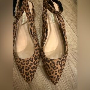 Ophelia Rose Leopard Print Flats Faux Suede